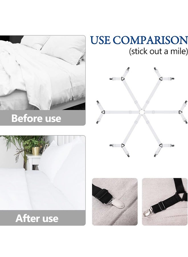 أشرطة تثبيت ملاءات سرير مرنة قابلة للتعديل تناسب الأسرة المزدوجة، والملكية، والملكية الكبيرة، والأسرة المفردة، مع مشابك تثبيت ملاءات متقاطعة بستة اتجاهات، وأشرطة تثبيت للمراتب المستديرة والمربعة. - Image 3