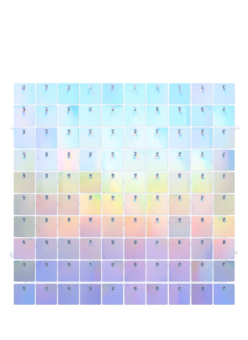 Wall Backdrop Panels, 12 Pack Rainbow Sequin Backdrop for Party Decorations Birthday Wedding & Engagement Anniversary Iridescent Home Decor, Made of Polymeric Material, with a Non-toxic Coating  - Image 1