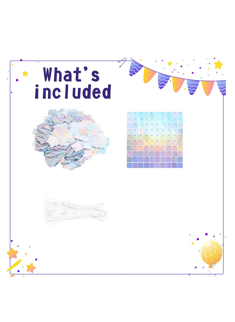 Wall Backdrop Panels, 12 Pack Rainbow Sequin Backdrop for Party Decorations Birthday Wedding & Engagement Anniversary Iridescent Home Decor, Made of Polymeric Material, with a Non-toxic Coating  - Image 2