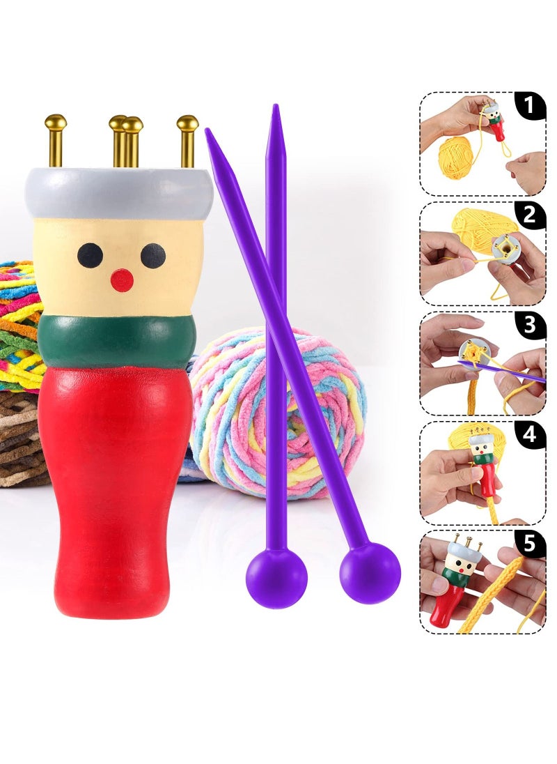 Generic - 2 Pack French Knitting Dolly French Knitting Set With Wool Wooden Spool Knitting Doll for Adults and Kids - Image 1