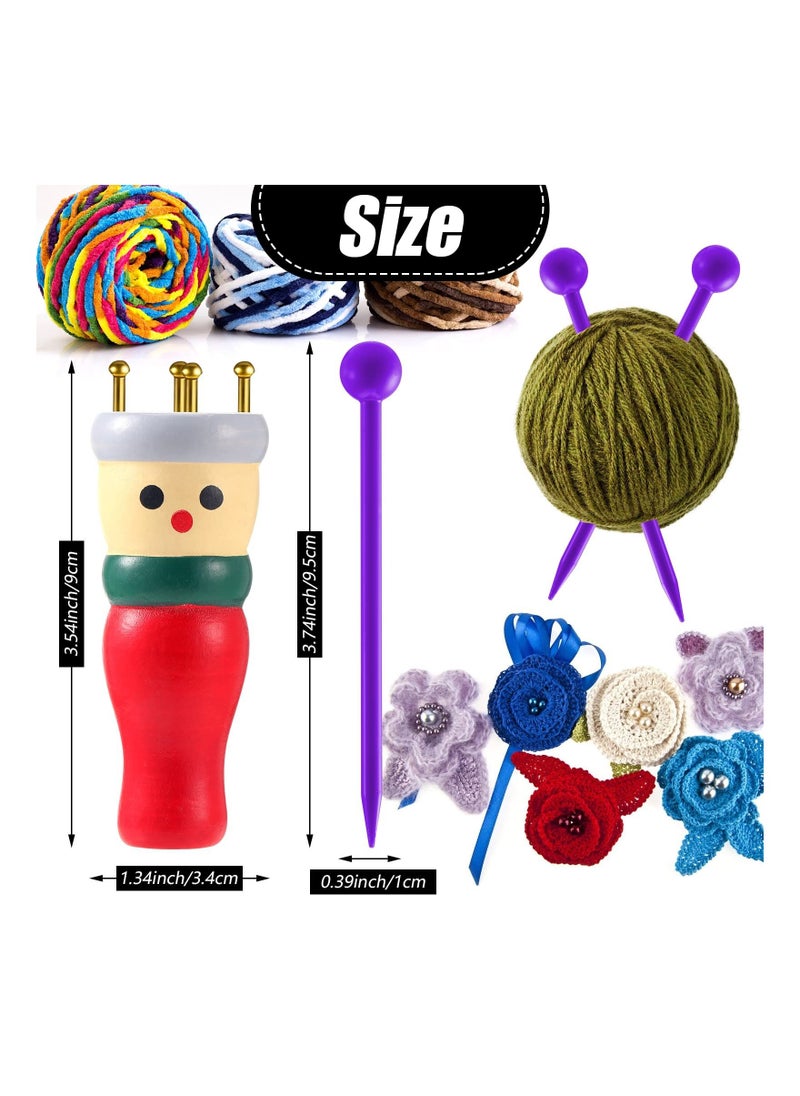 Generic - 2 Pack French Knitting Dolly French Knitting Set With Wool Wooden Spool Knitting Doll for Adults and Kids - Image 1
