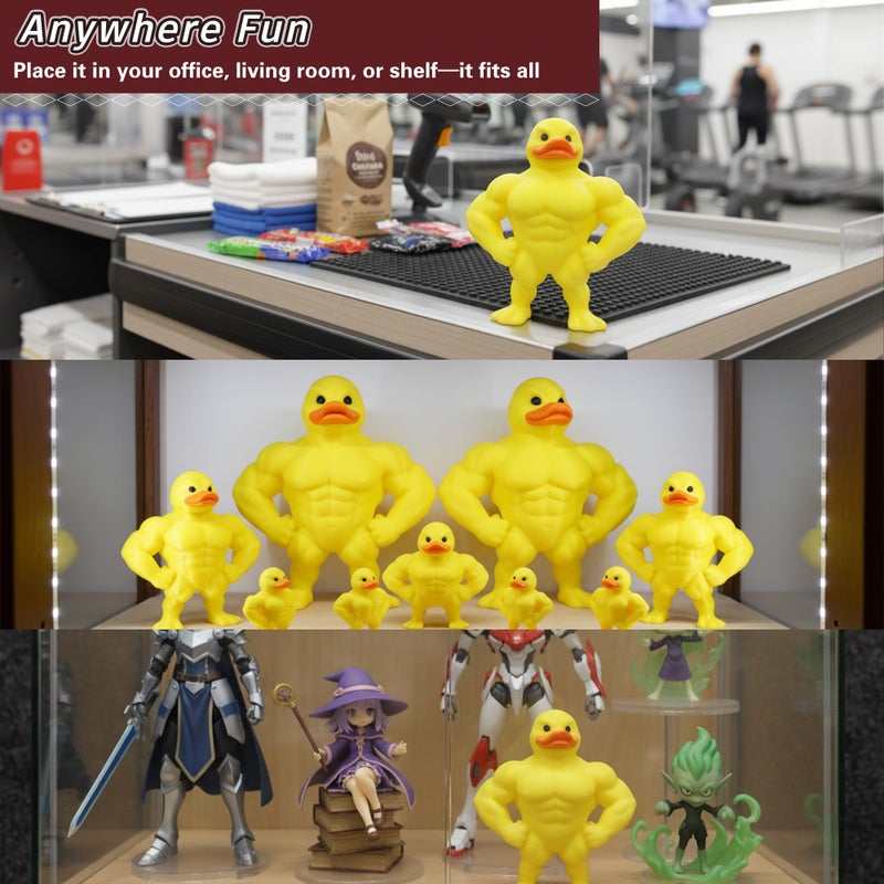 vhemo 3D Printed Muscle Duck Figurine, Funny Desk Decor Collectible Statue, Muscular Duck Desktop Figurine, Gifts for Gym People, Gym Decor for Men, Bodybuilder Duck Collectible Desktop Sculpture (Medium) - Image 3