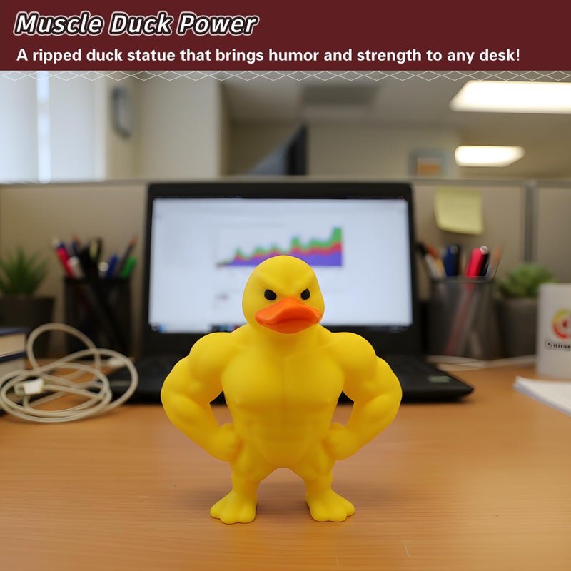 vhemo 3D Printed Muscle Duck Figurine, Funny Desk Decor Collectible Statue, Muscular Duck Desktop Figurine, Gifts for Gym People, Gym Decor for Men, Bodybuilder Duck Collectible Desktop Sculpture (Medium) - Image 2