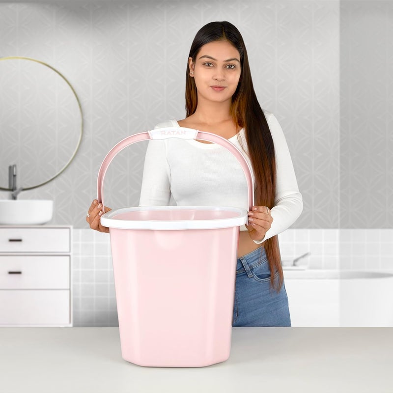 RATAN PLASTICWARE دلو راتان بلاستيكوير بريميا 25 لتر X 1 دياسو وردي خفيف الوزن وسهل الحمل - Image 3