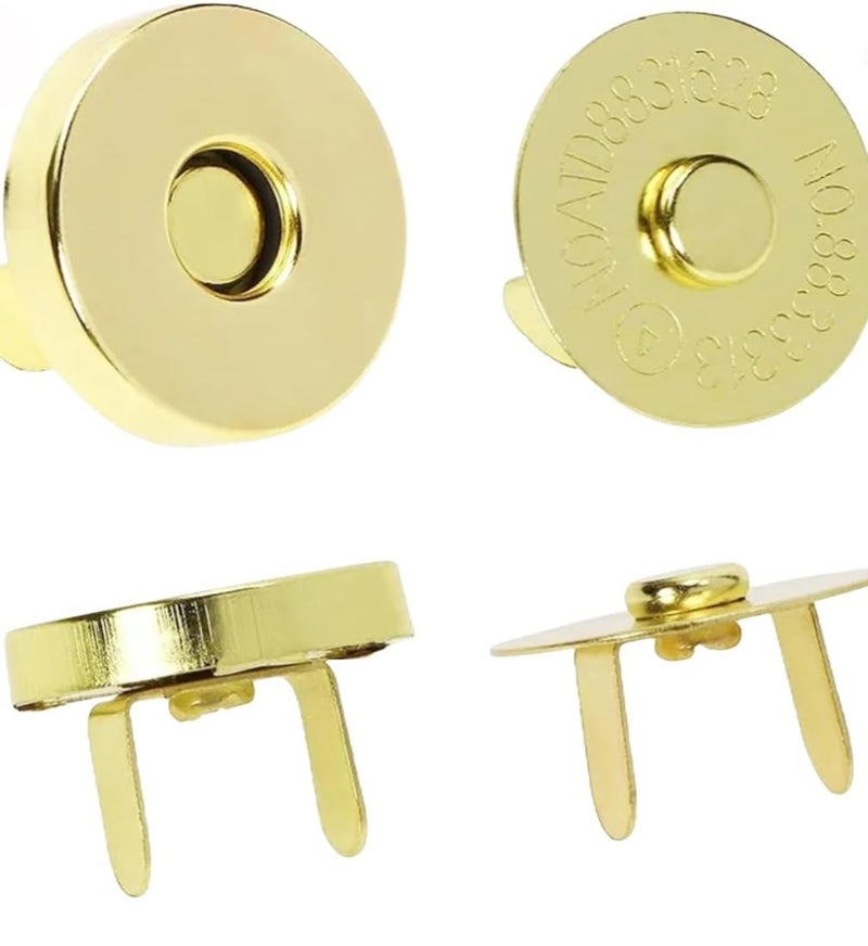 Euro Enterprise Golden Magnet Button Clasps Snaps Fasteners for Purse Bags Clothes and DIY Works Size 18x18mm Pack of 5 