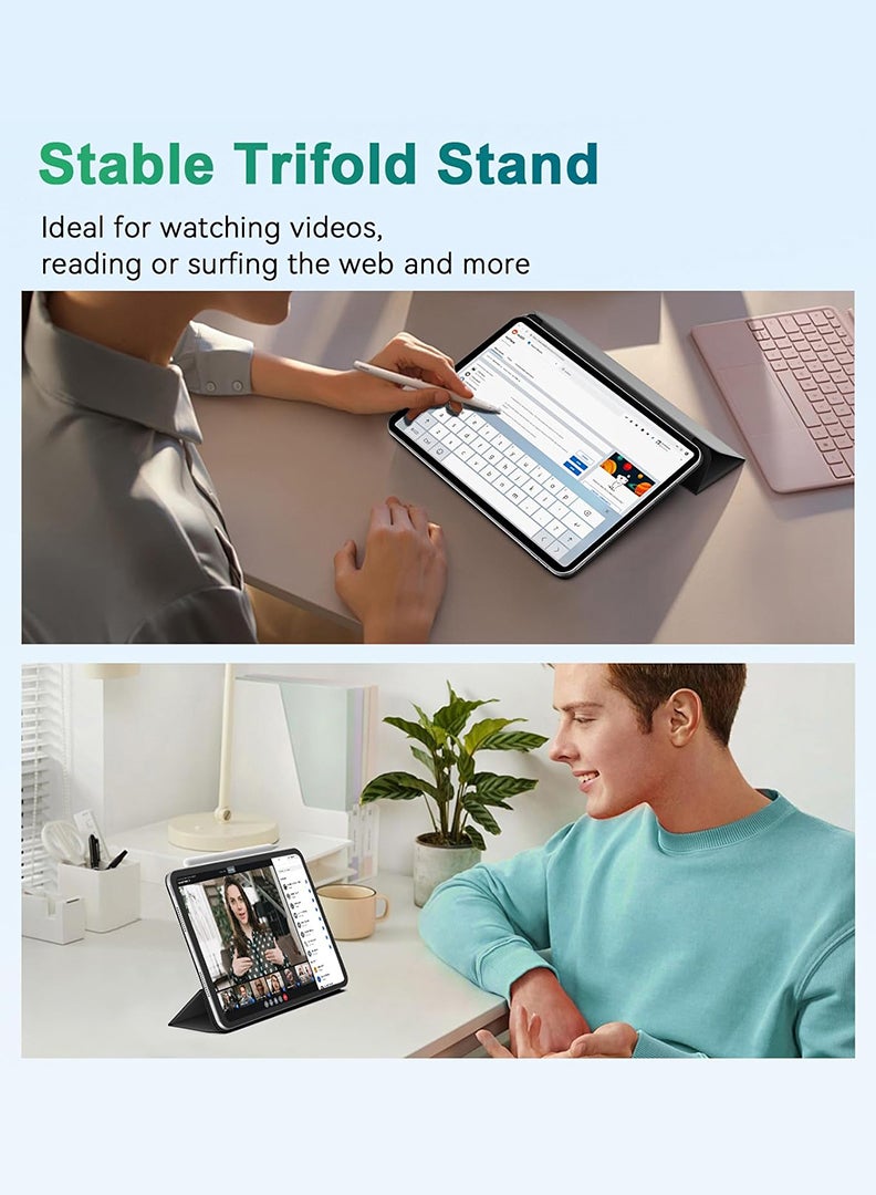 ثيودور جراب مغناطيسي رفيع لجهاز iPad Pro مقاس 13 بوصة (M5 2025 / M4 2024) - غطاء ثلاثي الطي لجهاز iPad Pro مقاس 13 بوصة مع حامل قلم، خاصية التشغيل/الإيقاف التلقائي، جراب واقٍ متين - أسود - Image 4