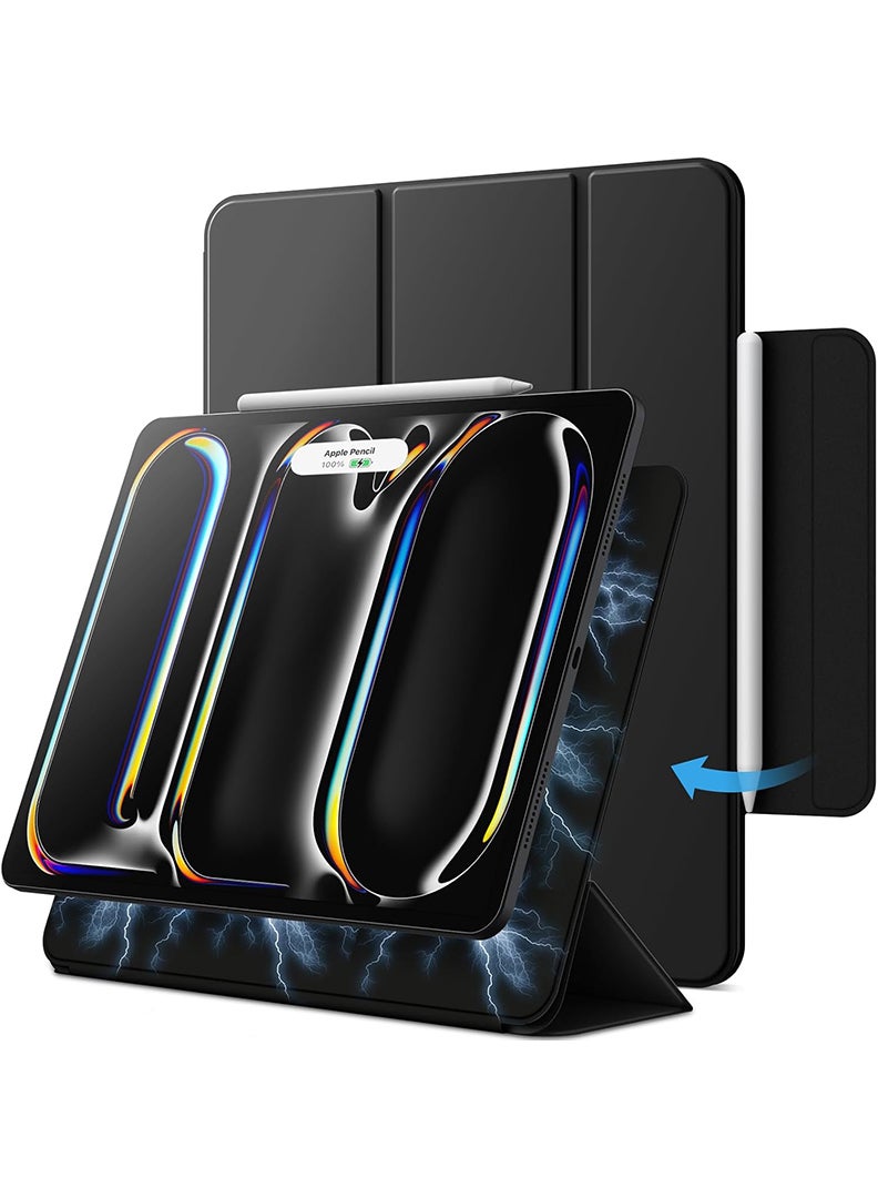 ثيودور جراب مغناطيسي رفيع لجهاز iPad Pro مقاس 13 بوصة (M5 2025 / M4 2024) - غطاء ثلاثي الطي لجهاز iPad Pro مقاس 13 بوصة مع حامل قلم، خاصية التشغيل/الإيقاف التلقائي، جراب واقٍ متين - أسود - Image 1