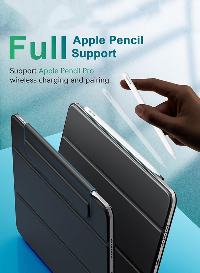 ثيودور جراب مغناطيسي رفيع لجهاز iPad Pro مقاس 13 بوصة (M5 2025 / M4 2024) - غطاء ثلاثي الطي لجهاز iPad Pro مقاس 13 بوصة مع حامل قلم، خاصية التشغيل/الإيقاف التلقائي، جراب واقٍ متين - أسود - Image 5