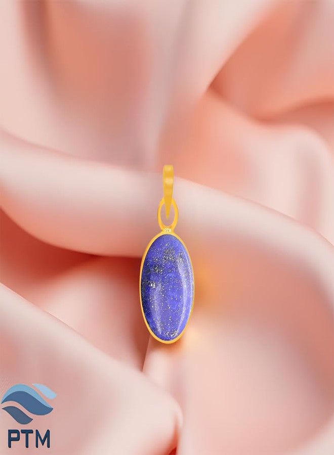Ptm Natural Lapis Lazuli/Lajwart 5.25 Ratti or 5 Carat Astrological Certified Gemstone Panchdhatu/5 Metals 22k Gold Plated Pendant for Men & Women -fba3525 - Image 2