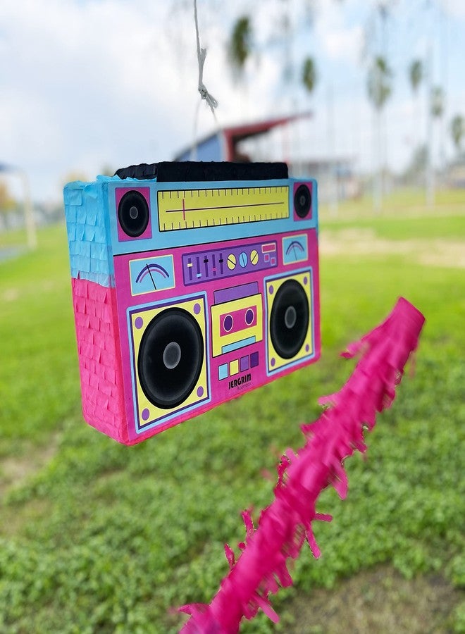 Jergrim Boombox Piñata 4-Piece Set perfect for Retro Birthday Party, Decorations, 80s Parties, Hip Hop 90s, 1980’s Radio Piñata for kids and adults (17”X10”) Durable! - Image 4