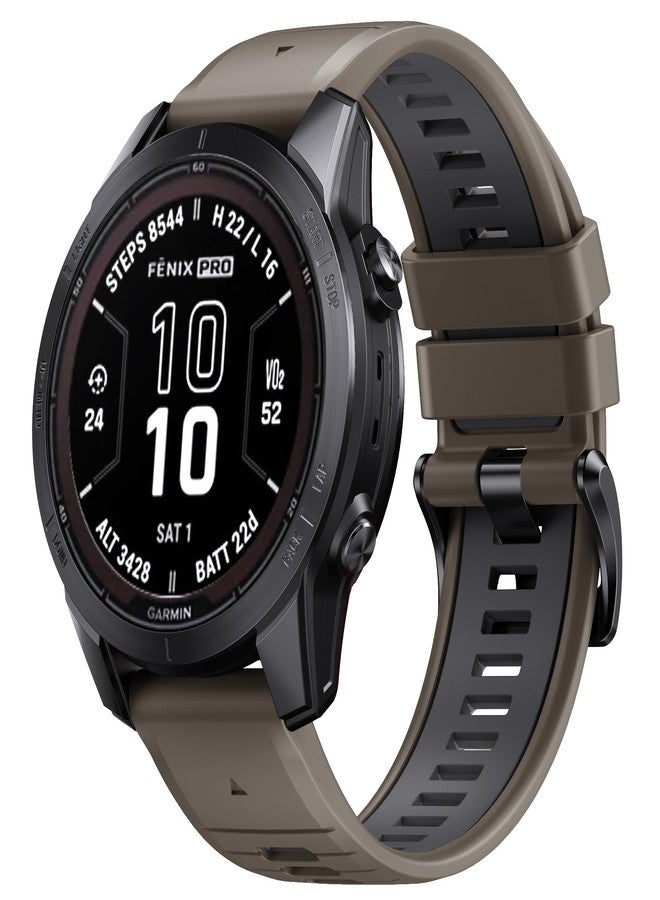 ANCOOL for Fenix 6S/Fenix 7S/Fenix 5S Watch Band 20MM Silicone Watch Band for Fenix 8 43mm/5S Plus/6S Pro/7S Pro/Instinct 2S(Brown-Dark Gray) - Image 2