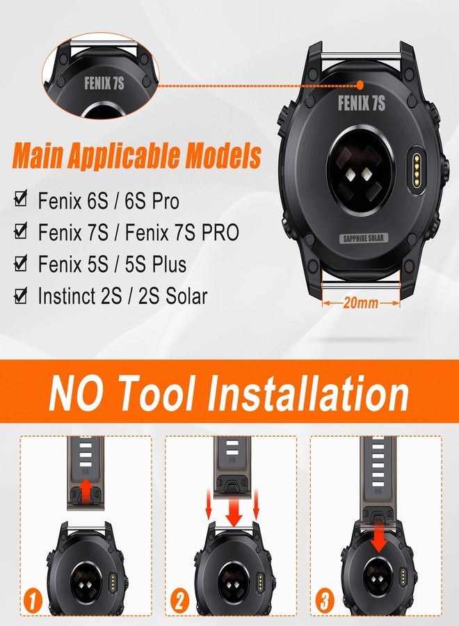 ANCOOL for Fenix 6S/Fenix 7S/Fenix 5S Watch Band 20MM Silicone Watch Band for Fenix 8 43mm/5S Plus/6S Pro/7S Pro/Instinct 2S(Brown-Dark Gray) - Image 3