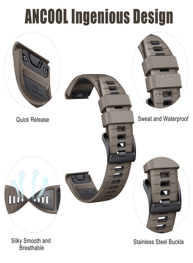 ANCOOL for Fenix 6S/Fenix 7S/Fenix 5S Watch Band 20MM Silicone Watch Band for Fenix 8 43mm/5S Plus/6S Pro/7S Pro/Instinct 2S(Brown-Dark Gray) - Image 4