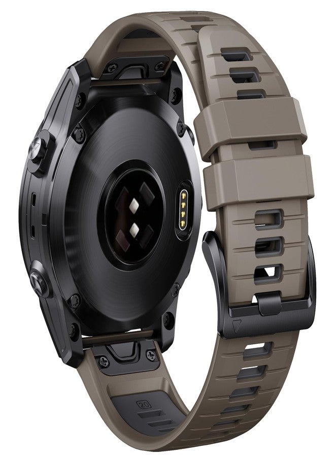 ANCOOL for Fenix 6S/Fenix 7S/Fenix 5S Watch Band 20MM Silicone Watch Band for Fenix 8 43mm/5S Plus/6S Pro/7S Pro/Instinct 2S(Brown-Dark Gray) - Image 1