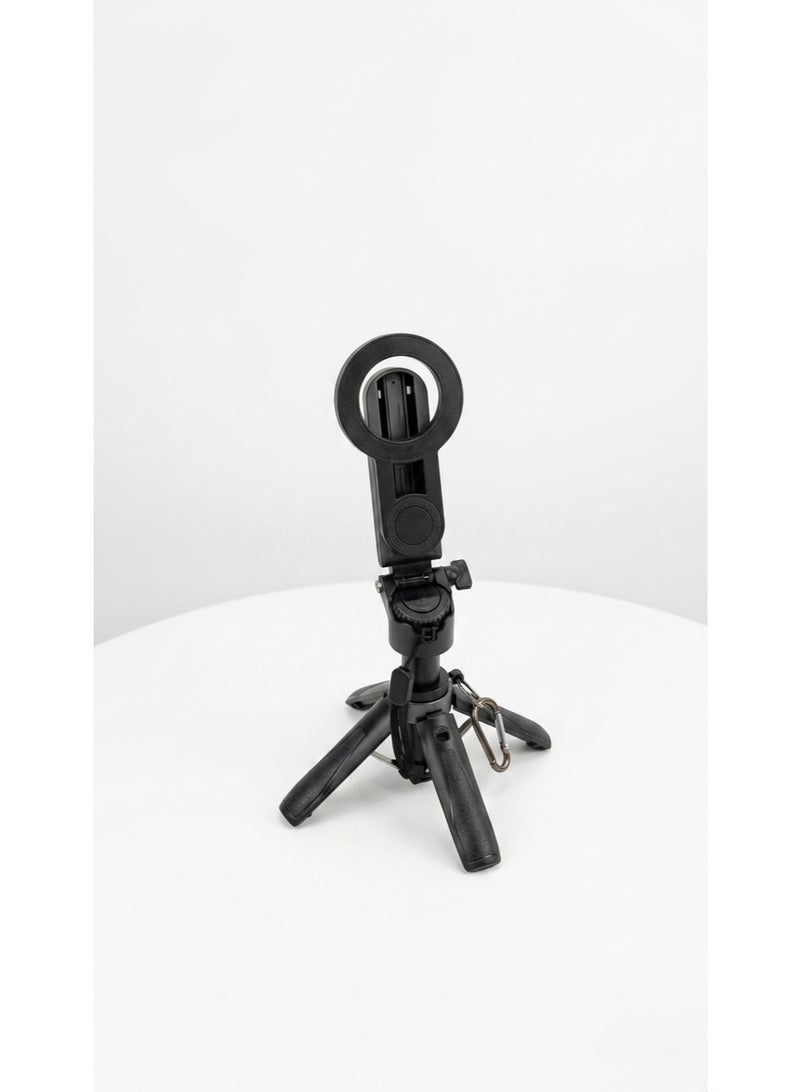 P15 Mini 3-in-1 MagSafe Wireless Selfie Stick Tripod with Detachable Bluetooth Remote & Quadruped Stand - Black - Image 2