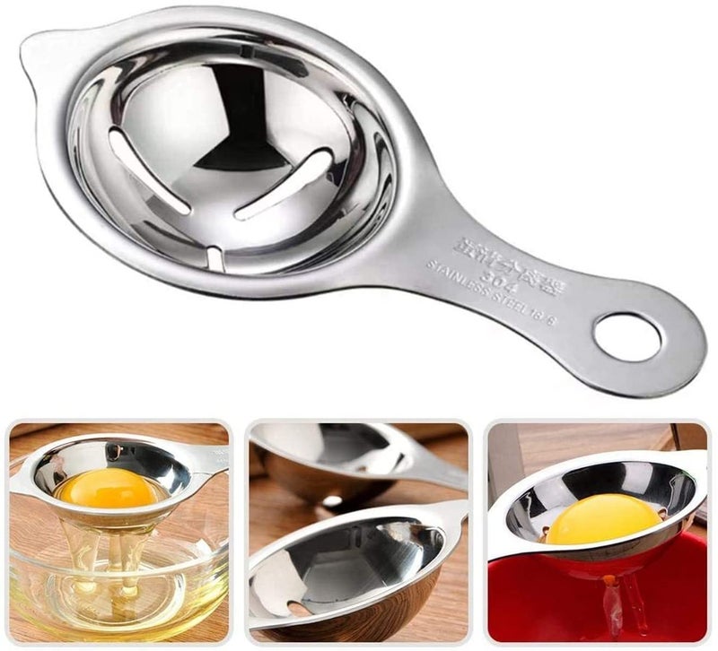 PLENARO Stainless Steel Egg White Separator Egg Yolk and Egg White Filter Kitchen Baking Tools Pack of 2 - Image 5