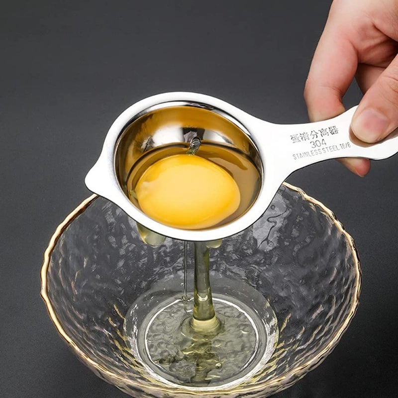 PLENARO Stainless Steel Egg White Separator Egg Yolk and Egg White Filter Kitchen Baking Tools Pack of 2 - Image 4