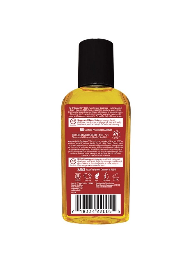 DESERT ESSENCE Desert Essence 100% Pure Jojoba Oil 2 fl oz - Organic Face Moisturizer, Hair & Scalp Oil - Non-GMO, Vegan, Gluten-Free - Cold-Pressed Jojoba - Safe for Sensitive Skin, Hydration & Balance  - Image 3