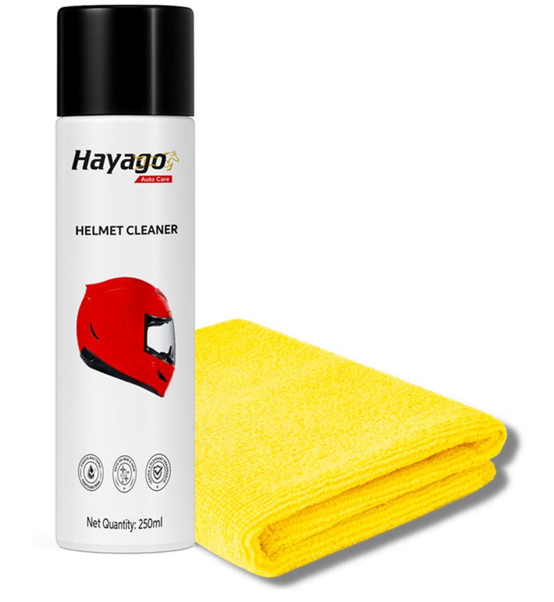 HAYAGO Helmet Cleaner Kit (250 ML) with Microfiber Cloth | Anti-Bacterial, Odor Neutralizer Technology with Fresh Cotton Fragrance | Suitable for Helmet Interior & Exterior. - Image 5