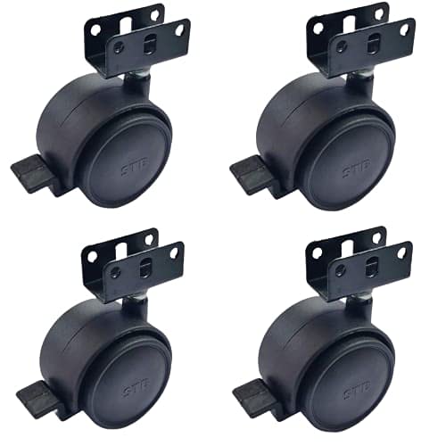 Caster Wheel 180Kg Weight Capacity 50mm for Furniture Black Twin Wheel Plywood Castor Plate with LockStopperBreak Pack of 4 Pcs  - Image 1