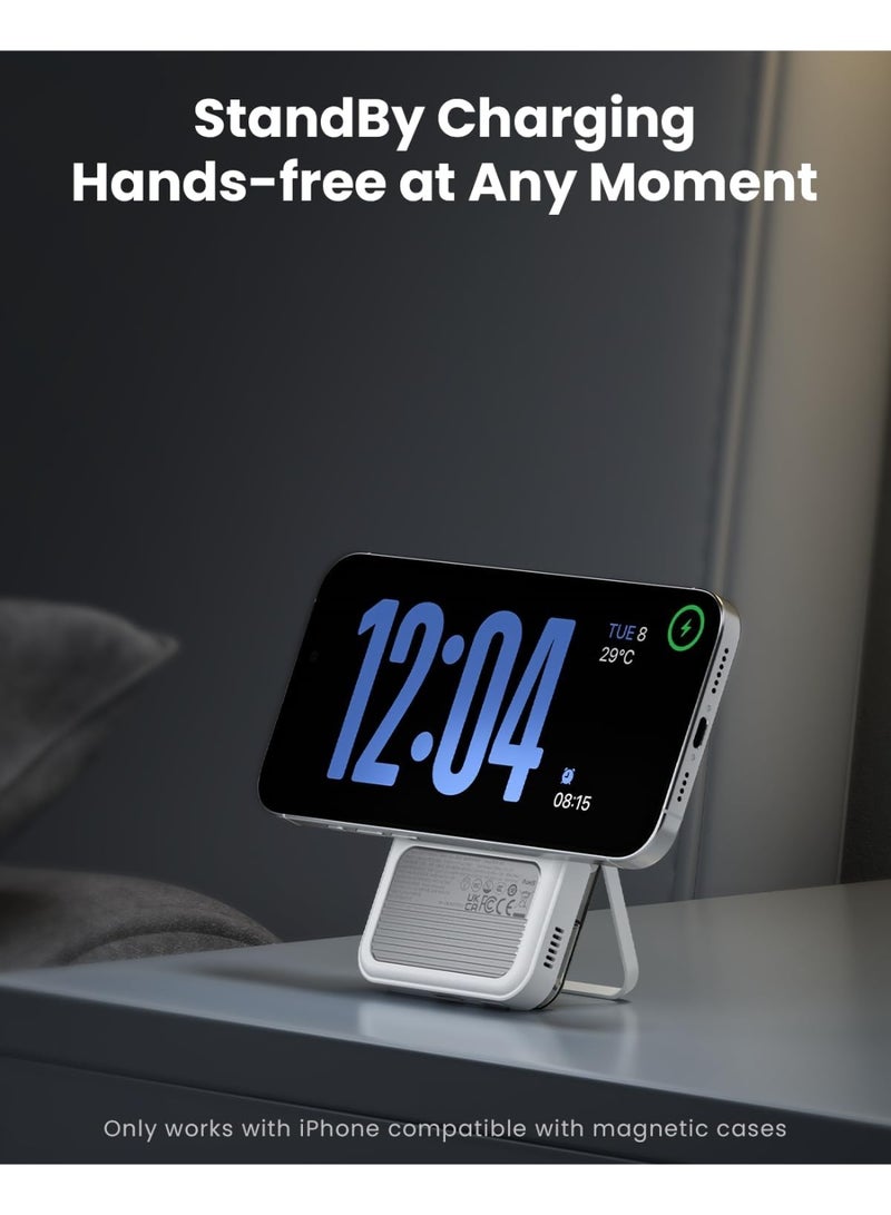 sharge ICEMAG 2 MagSafe Power Bank, 15W Qi2 Magnetic Portable Charger with Active Cooling 10000mAh Battery Pack with Foldable Stand Transparent, Design for iPhone 17/16/15/14 Series - Image 5