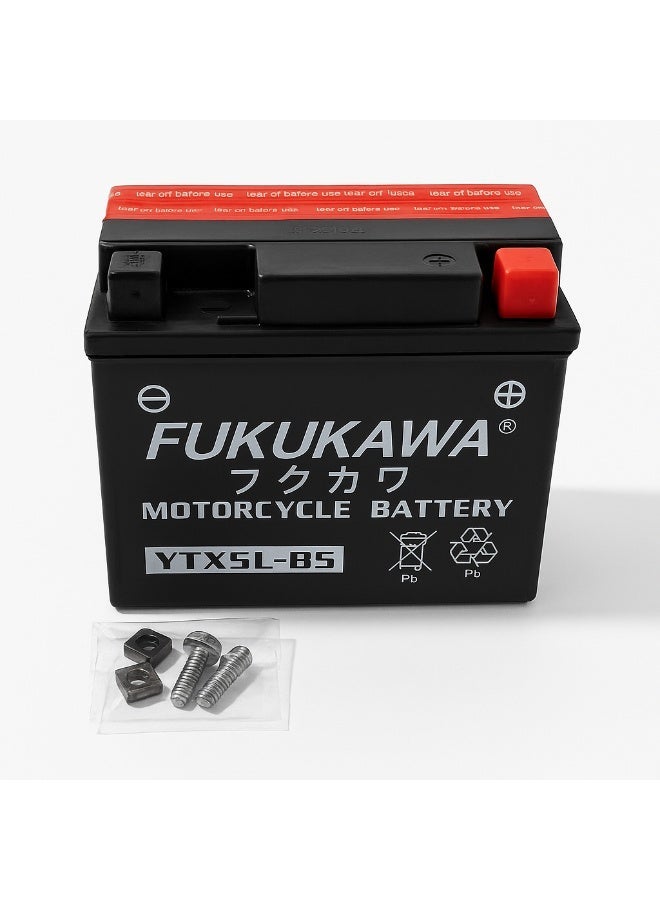 FUKUKAWA YTX5L-BS 12V 5Ah Motorcycle Battery, Refillable Conventional Lead Acid with 6 Pack Electrolyte for Scooter, ATV, Jet Ski & Motorbike - Image 5