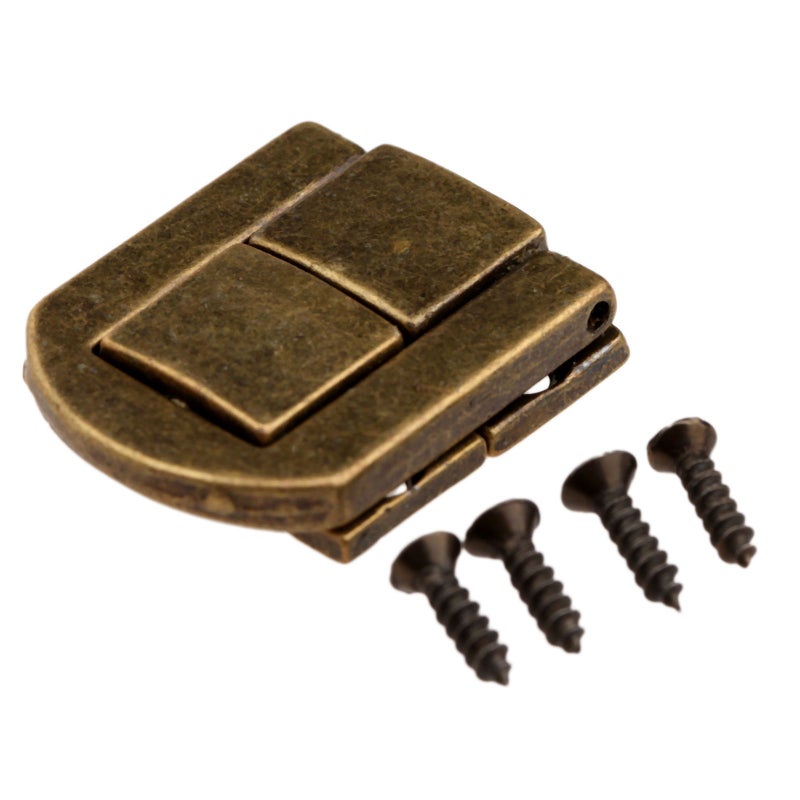 dophee Toggle Catch Lock 0.98"x0.79" Antique Bronze Retro Style Iron Hasp Wood Chest Lock Latch Clasp with Screws for Jewellery Box Suitcase Chest Decoration (5-Pack) - Image 2