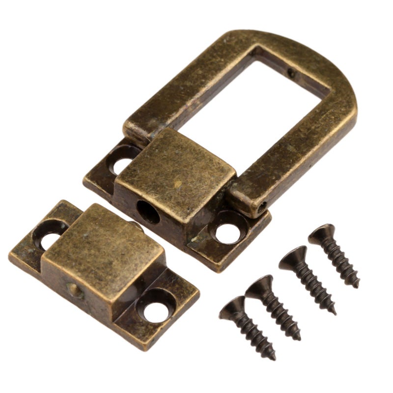 dophee Toggle Catch Lock 0.98"x0.79" Antique Bronze Retro Style Iron Hasp Wood Chest Lock Latch Clasp with Screws for Jewellery Box Suitcase Chest Decoration (5-Pack) - Image 3