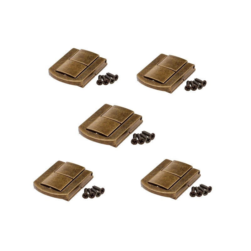 dophee Toggle Catch Lock 0.98"x0.79" Antique Bronze Retro Style Iron Hasp Wood Chest Lock Latch Clasp with Screws for Jewellery Box Suitcase Chest Decoration (5-Pack) - Image 1