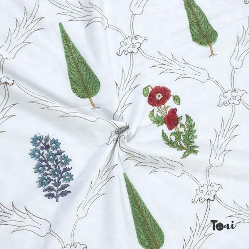 TOAIArt Premium Jaipuri Dohar | AC Blanket Summer Quilt | Hand Block Printed | 3 Layers | Reversible | 150GSM 100% Mulmul Cotton | 100% Cotton Flannel Filling | Queen 90" X 108" |Adil Jaal - Image 3