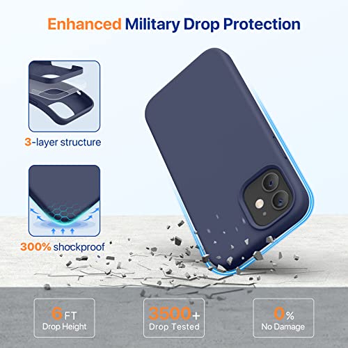 Miracase Compatible with iPhone 12 Case and iPhone 12 Pro Case, Liquid Silicone Gel Rubber Full Body Protection Shockproof Drop Protection Phone Case for iPhone 12/12 Pro 6.1 inch, Navy Blue - Image 4