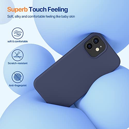 Miracase Compatible with iPhone 12 Case and iPhone 12 Pro Case, Liquid Silicone Gel Rubber Full Body Protection Shockproof Drop Protection Phone Case for iPhone 12/12 Pro 6.1 inch, Navy Blue - Image 3
