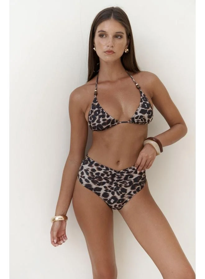 Bohemai  Tahmar Bead Detailed Leopard Pattern Bikini Top. for Women | Best Price UAE