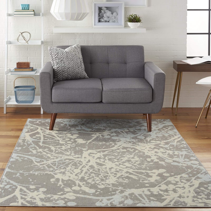Nourison Jubilant Abstract Grey 53 x 73 Area Rug Easy Cleaning Non Shedding Bed Room Living Room Dining Room Kitchen 5x7