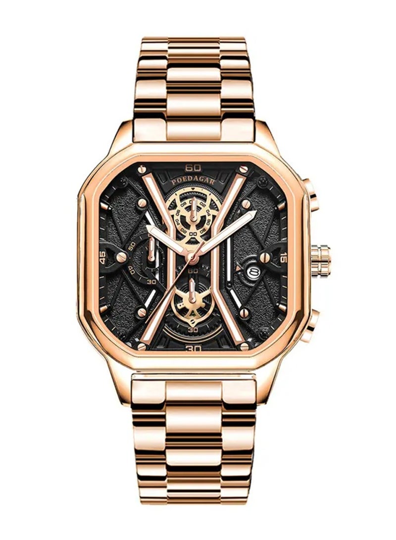 POEDAGAR Men’s Analog Quartz Stainless Steel Wristwatch 42mm - Image 1