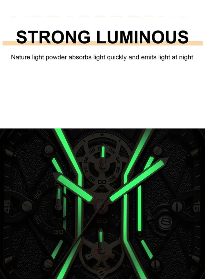 POEDAGAR Men’s Analog Quartz Stainless Steel Wristwatch 42mm - Image 2