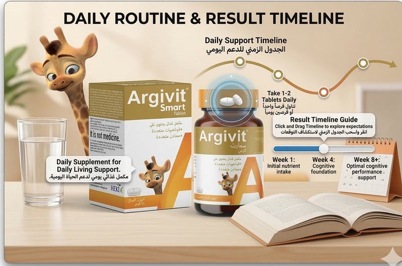 ارجيفيت أجهزة أرغيفيت الذكية اللوحية 30 قرصًا للأطفال من عمر 11 عامًا فما فوق | دعم الأداء المعرفي، ونمو الدماغ، والذاكرة، والتركيز | مكمل غذائي متعدد الفيتامينات والمعادن - Image 2