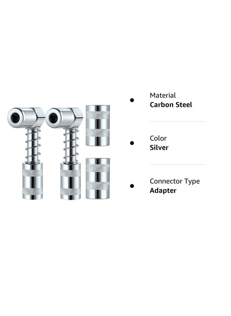 SYOSI SYOSI 4 Pcs 90 Degree Grease Gun Coupler Adapter with Sleeves 3 Jaw Grease Coupler Adapter Nozzle Tip Tool Adapter and Coupler Set for Auto Farm Truck or Industrial Use  - Image 4