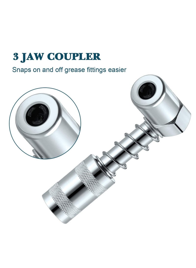 SYOSI SYOSI 4 Pcs 90 Degree Grease Gun Coupler Adapter with Sleeves 3 Jaw Grease Coupler Adapter Nozzle Tip Tool Adapter and Coupler Set for Auto Farm Truck or Industrial Use  - Image 3