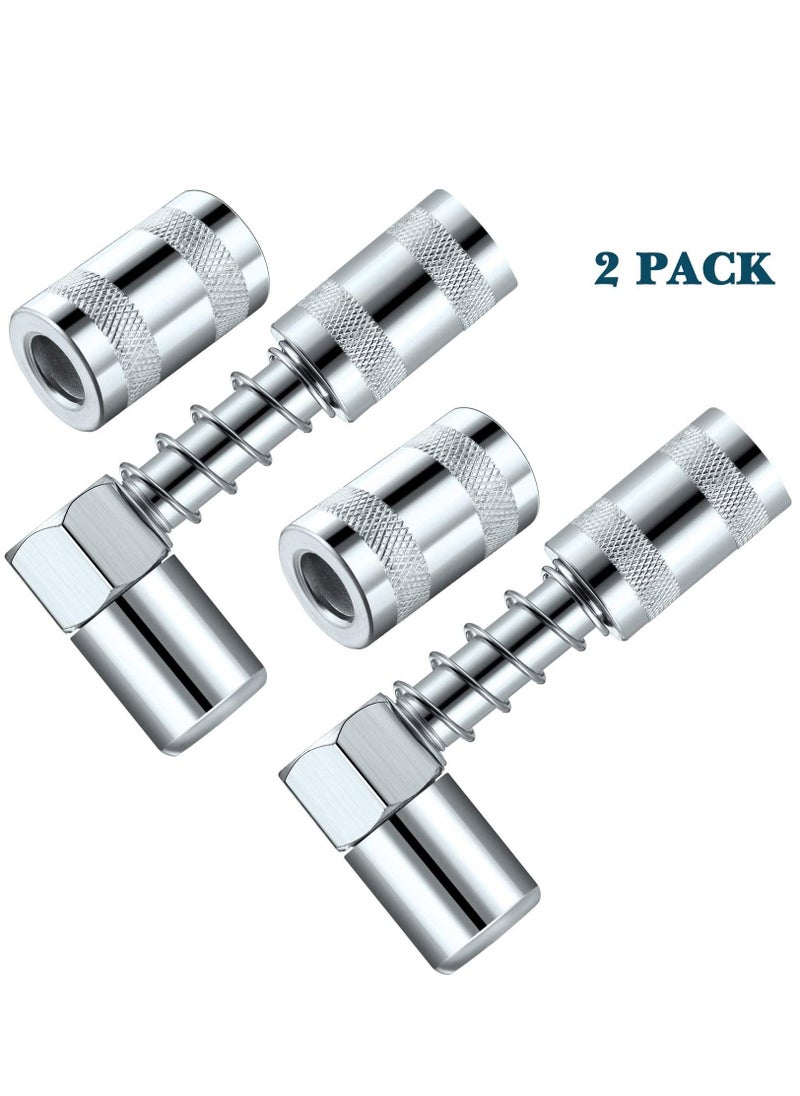 SYOSI SYOSI 4 Pcs 90 Degree Grease Gun Coupler Adapter with Sleeves 3 Jaw Grease Coupler Adapter Nozzle Tip Tool Adapter and Coupler Set for Auto Farm Truck or Industrial Use  - Image 2