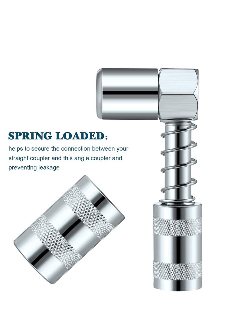SYOSI SYOSI 4 Pcs 90 Degree Grease Gun Coupler Adapter with Sleeves 3 Jaw Grease Coupler Adapter Nozzle Tip Tool Adapter and Coupler Set for Auto Farm Truck or Industrial Use  - Image 5