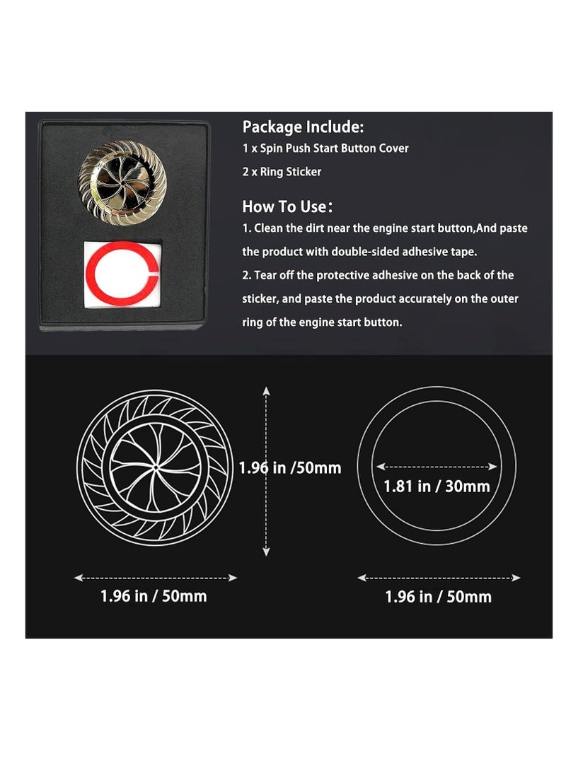 Y&D - Spin Push Start Button Cover Car Engine Stop to Ignition Protective Anti-Scratch Universal Decoration Protector Ring Gift for Birthday - Image 1