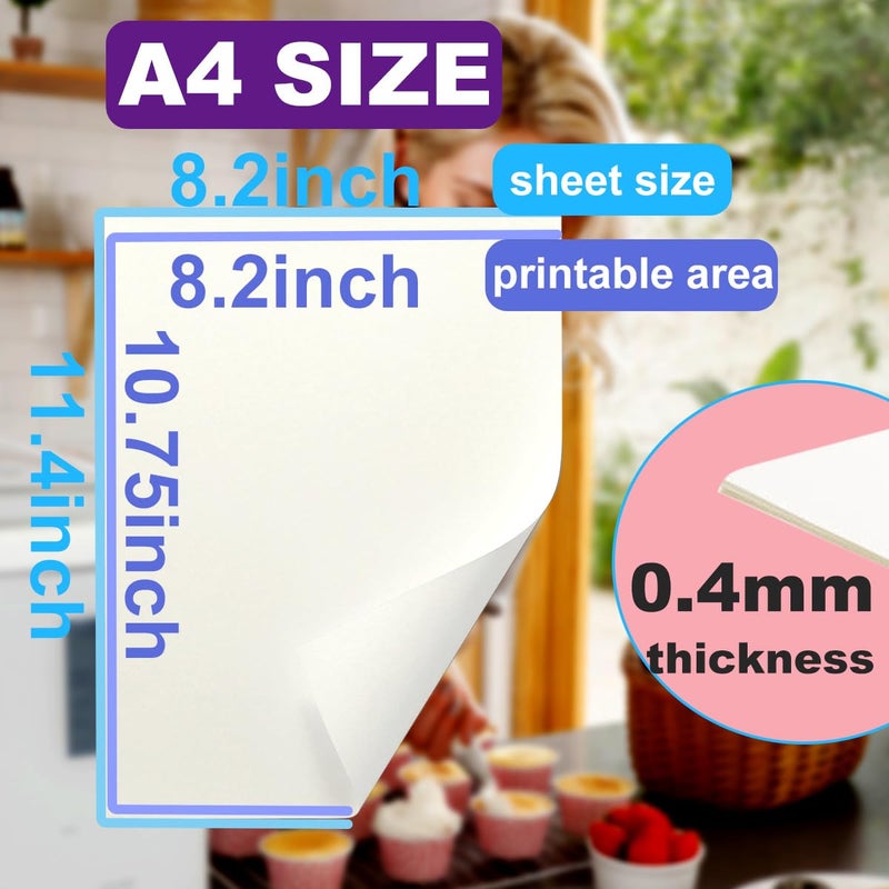DVECUE Wafer Paper for Edible Ink Printers Glutinous Rice Paper for Cake Decoration 8.2" x 11.6" White - Image 2