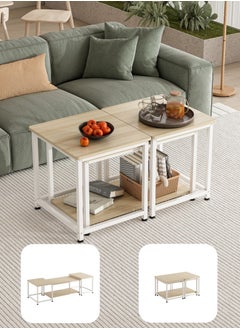 ADEBOLA Multi-functional 3-in-1 Table，beside table、coffee table、nightstand、TV table, suitable for living room and bedroom Beige  - Image 2