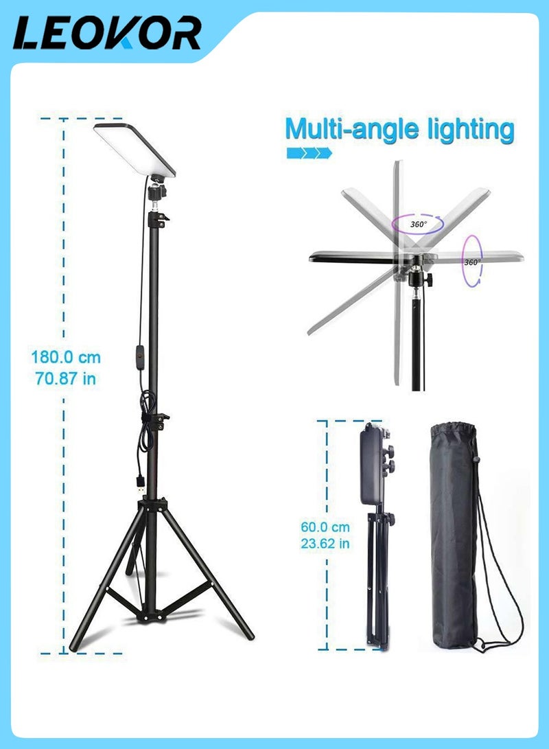 LEOKOR video Light,telescopic support,Desktop Laptop Ring Light for Video Recording,Live Streaming,Video Conference,Camping Light - Image 3