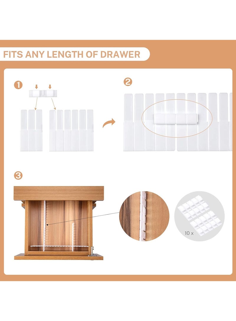 TPGP 15Pcs Drawer Dividers for Clothes Adjustable Drawer Organizer for Underwear Makeup Kitchen Utensils Tools 16” x 2.7” DIY Dresser Drawer Separators Organizers for Bedroom Kitchen Office  - Image 3