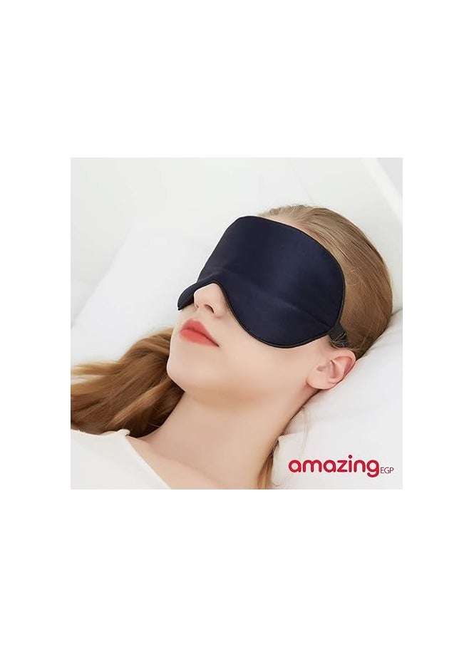 أمازينج. إي جي بي غطاء قناع العين المريح للنوم من الحرير الخالص من شركة AmazingEGP || غطاء قناع عين للسفر من الحرير الطبيعي، معصوب العينين ناعم، قناع عين من الساتان الحريري 100% (أسود) - Image 4