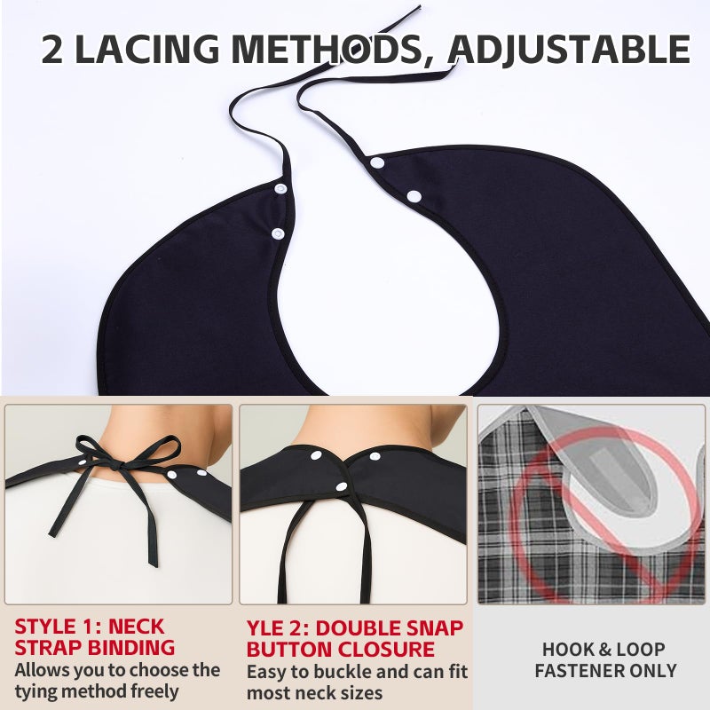 XKDOUS 2 Pack Funny Adult Bibs for Man, Waterproof and Reusable Adult Bibs for Eating with Optional Crumb Catcher,Washable Dining Clothing Protector, Gifts for Women Mom Elderly Men Senior - Image 4