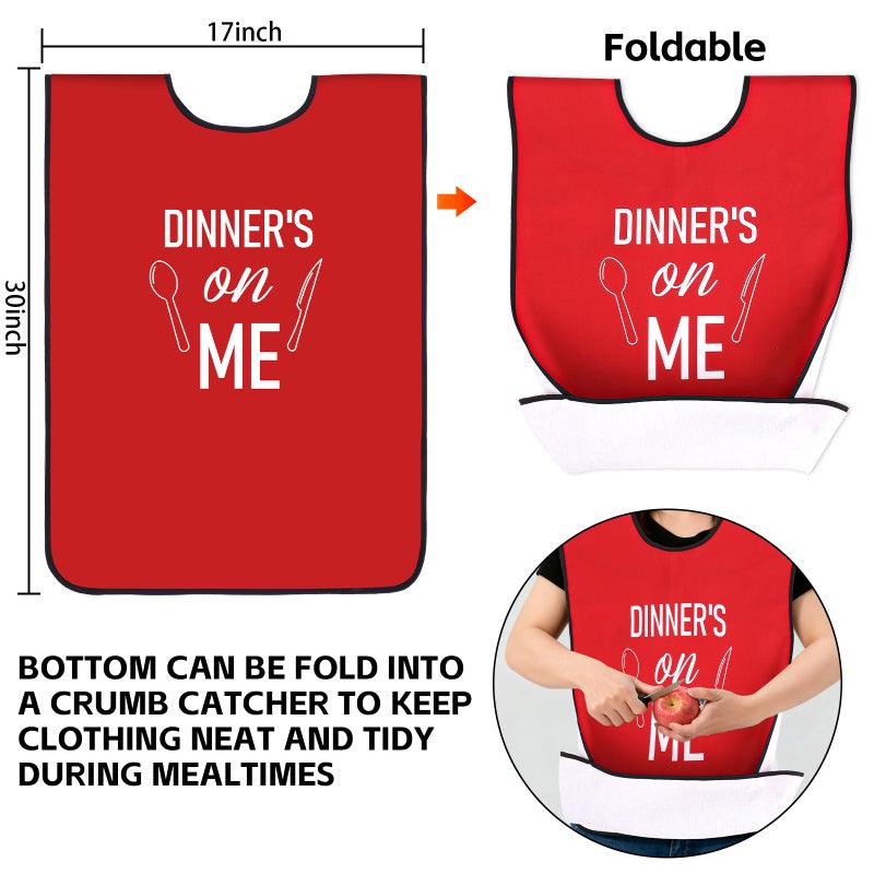 XKDOUS 2 Pack Funny Adult Bibs for Man, Waterproof and Reusable Adult Bibs for Eating with Optional Crumb Catcher,Washable Dining Clothing Protector, Gifts for Women Mom Elderly Men Senior - Image 3