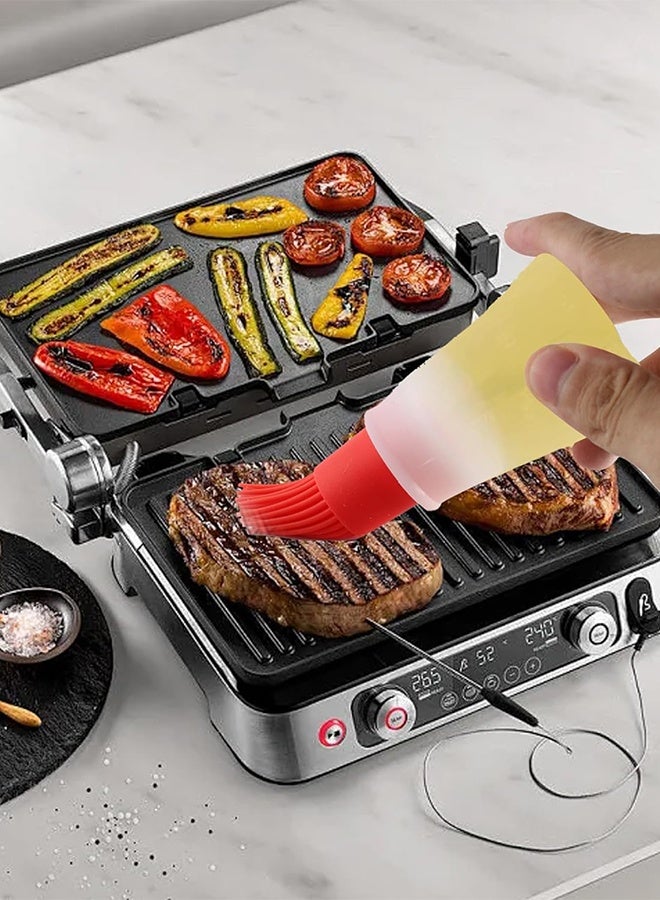 2 Colors Silicone Oil Bottle Brush with Lid Set Soft Sauce Bottle with Silicone Basting Brush Cooking Oil Bottle Brushes for Pastries BBQ Meat Honey Marinades - Image 5
